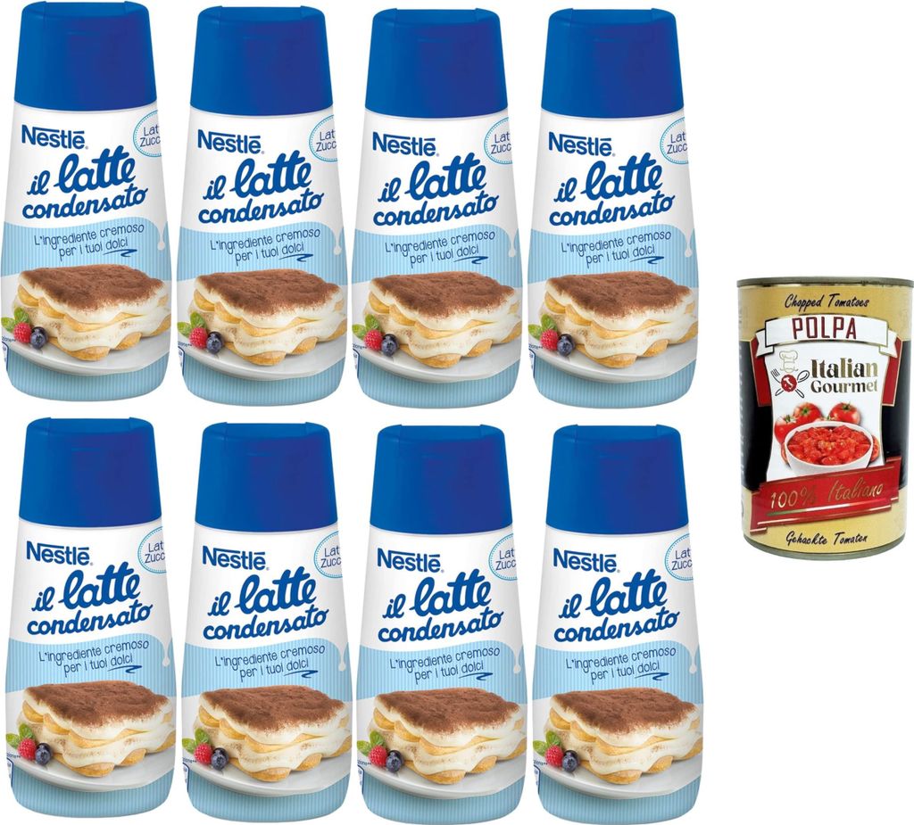 Nestlé il Latte Condensato Zuccherato Gezuckerte Kondensmilch 8x450g+ Italian Gourmet polpa 400g