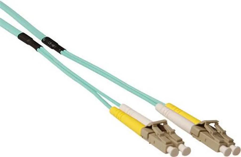 Câble fibre multimode OM3 20 mètres avec protection renforcée et fiches LC