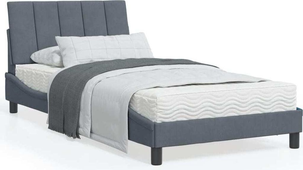 Maison Exclusive - Bettgestell mit LED ohne Matratze "Hanko" Dunkelgrau 100x200 cm Samt