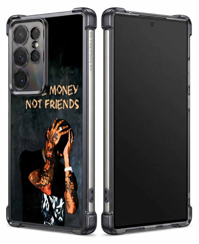Personalisierte Hülle mit Bild für Samsung Galaxy S23+ Elektroplattiert TPU Stoßdämpfer Handyhülle mit Geld statt Freunde Tattoo Hände