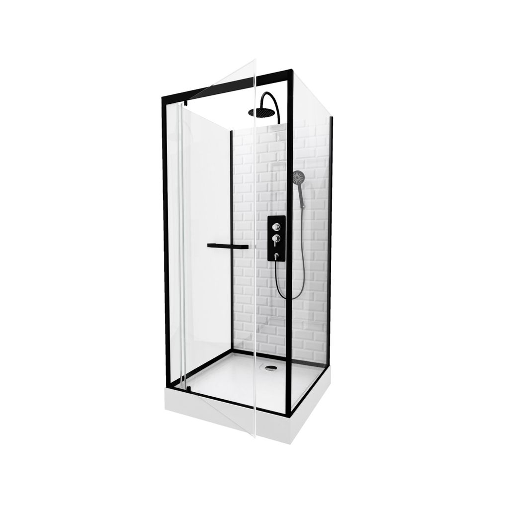 Dusche Komplett MARWELL Duschkabine Fertigdusche White Produktbild 2