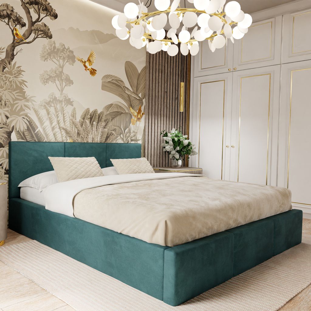 Muralo POLSTERBETT für Schlafzimmer Polsterbett mit Bettkasten und Gasdruckfeder Bett mit Polsterkopfteil Doppelbett 180x200 Bett mit Stauraum Tü...