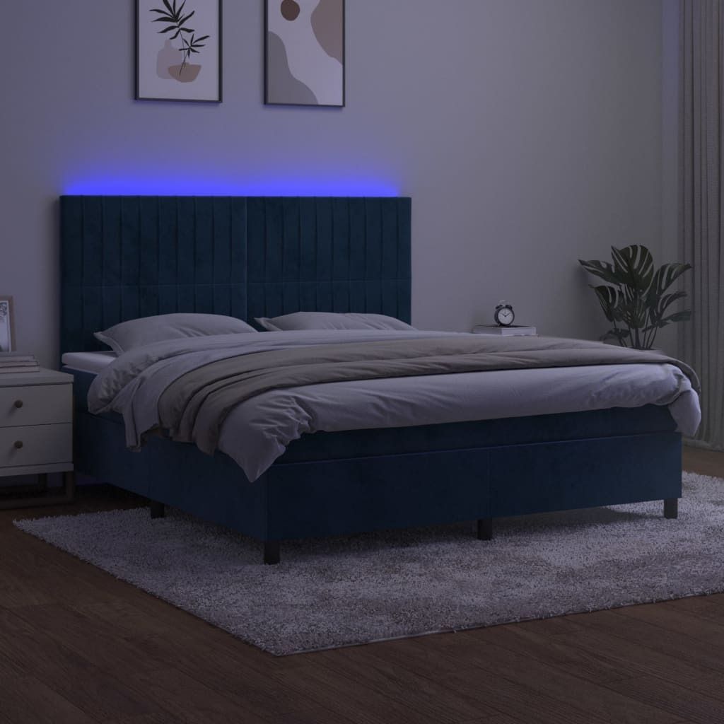 Maison Exclusive - Boxspringbett mit Matratze & LED Dunkelblau 160x200 cm Samt