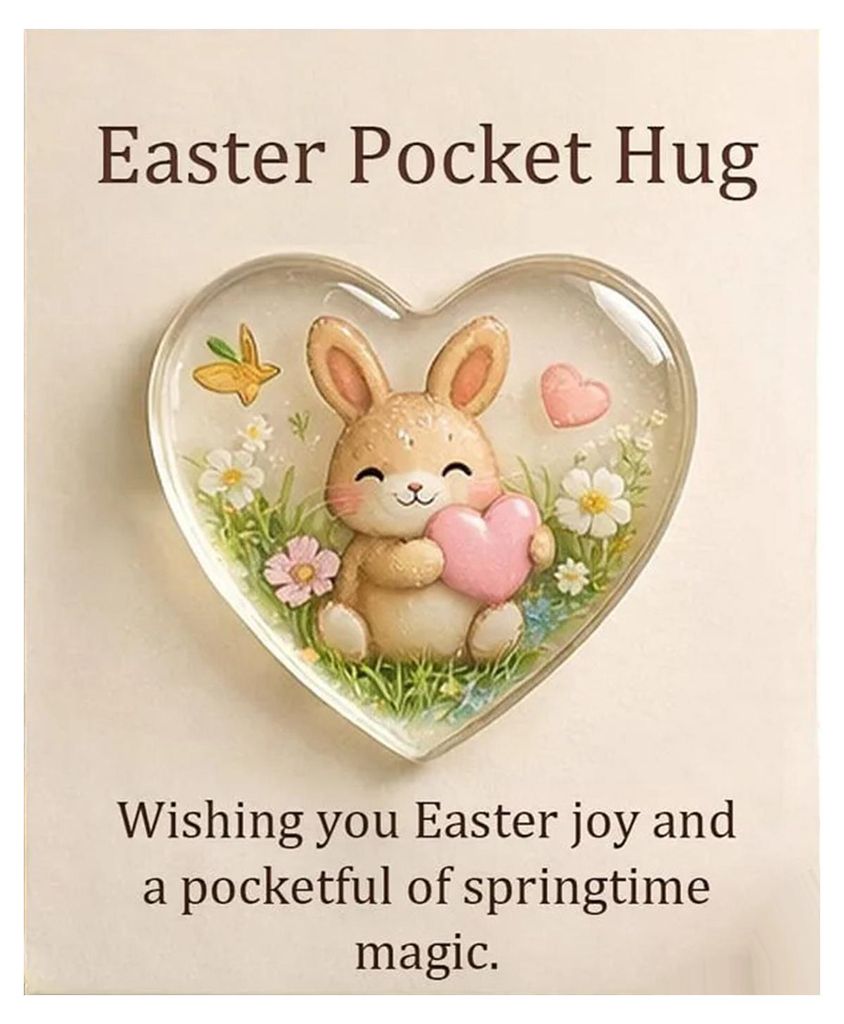 Oster-Taschenumarmung mit Grußkarte, Herzform, Hase, Ei, Schaf, Blume – ein tolles Geschenk für Ostern und andere Feiertage.