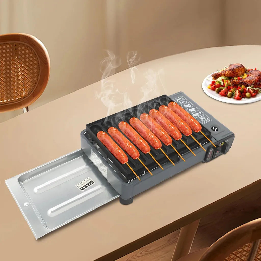 Barbecue de table à gaz portable avec plaque de cuisson et mallette bleu - 2