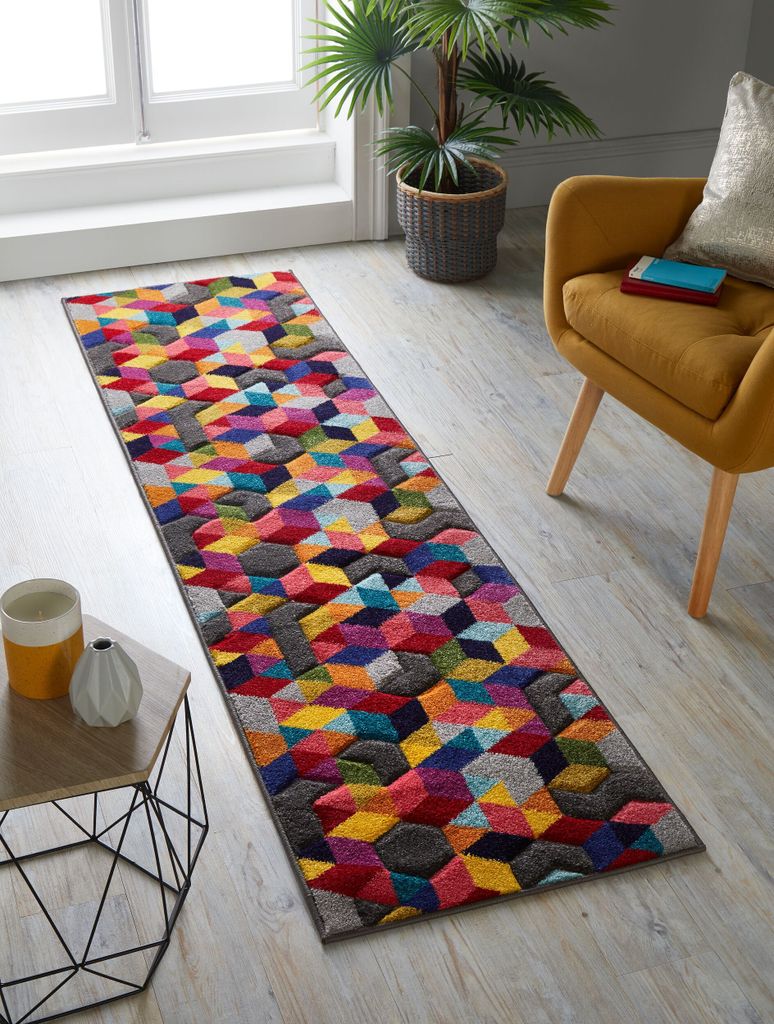 Vielseitiger Wohnzimmer-Teppich "Meon Tom", Farbenfrohes Design. 66x230 cm | Kadima Design