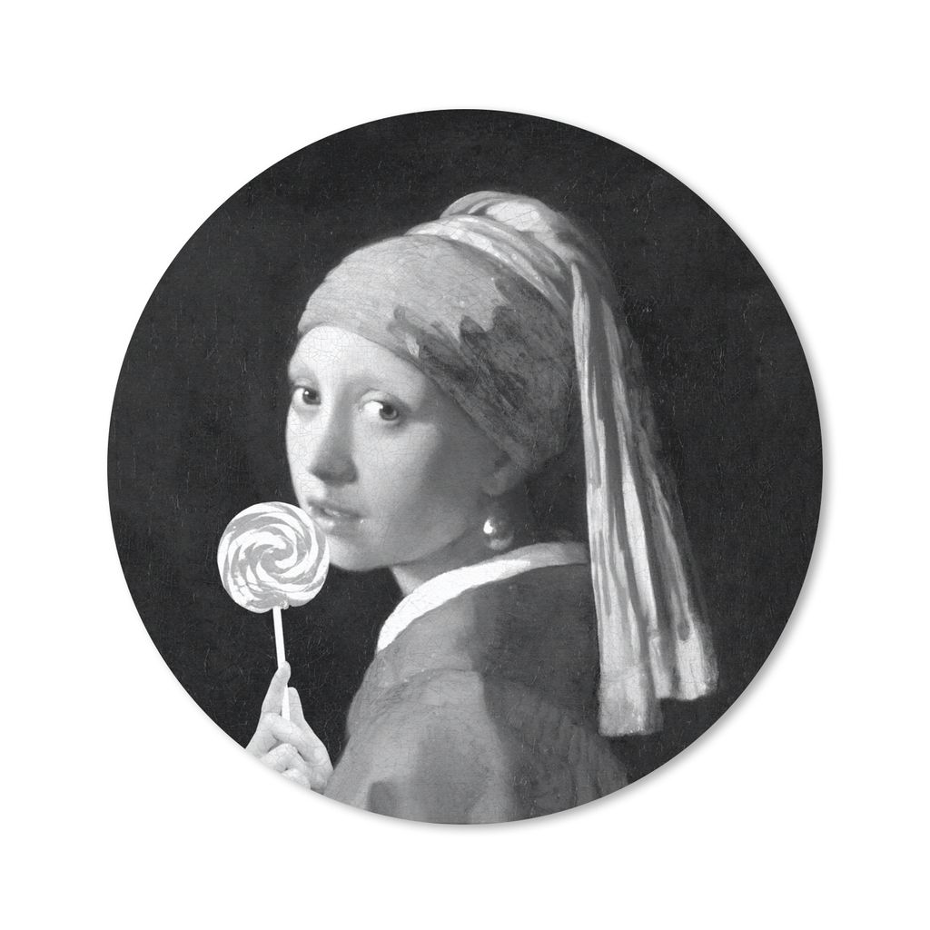 MuchoWow Mauspad Mousepad Das Mädchen mit dem Perlenohrring - Johannes Vermeer - Schwarz und weiß 50x50 cm - Mousepads - Maus Mat - Pad - Mausu...
