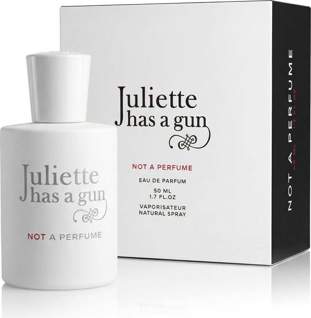 A bottle of Juliette Has a Gun Not a Perfume Eau de Parfum and its packaging are displayed against a white background.