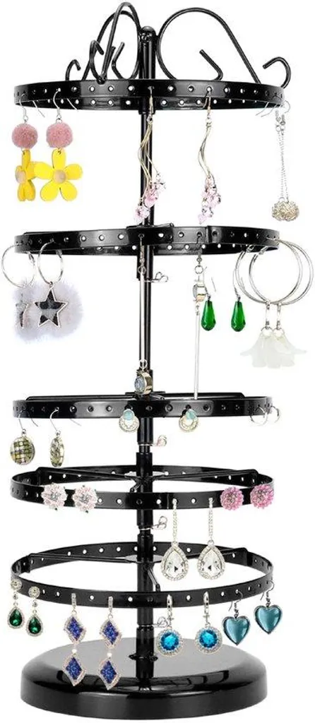 Rangement boucles d'oreilles pour coiffeuse 5 niveaux argenté inox