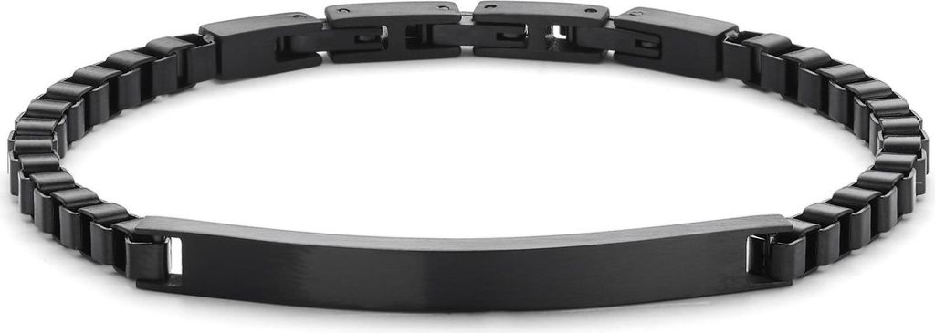 Frank 1967 Armband – 7FB-0677 - Naamplaat – 21 cm – Geborsteld Zwart Staal