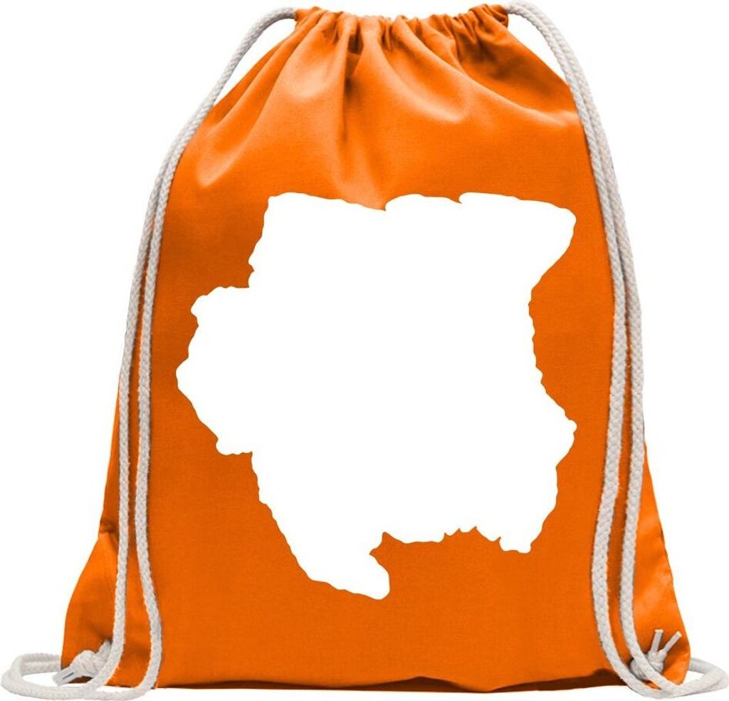 Kiwistar - Turnbeutel - mandarin - Suriname Umriss Kontur - Fun Rucksack Sport Beutel Gymsack Baumwolle mit Ziehgurt
