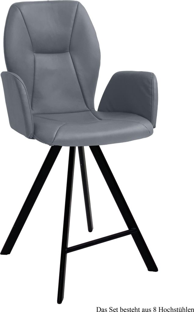 Thekenstuhl (8er-Set) Deretka 58x109x60 Schwarz/Grau