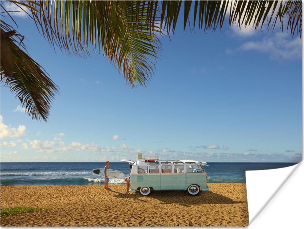 MuchoWow Poster Strand - Bus - Surfen 160x120 cm - Foto Plakat