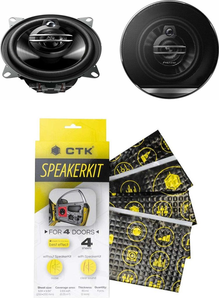 Lautsprecher Pioneer TS-G103F inkl. CTK Speakerkit Dämmpaket -