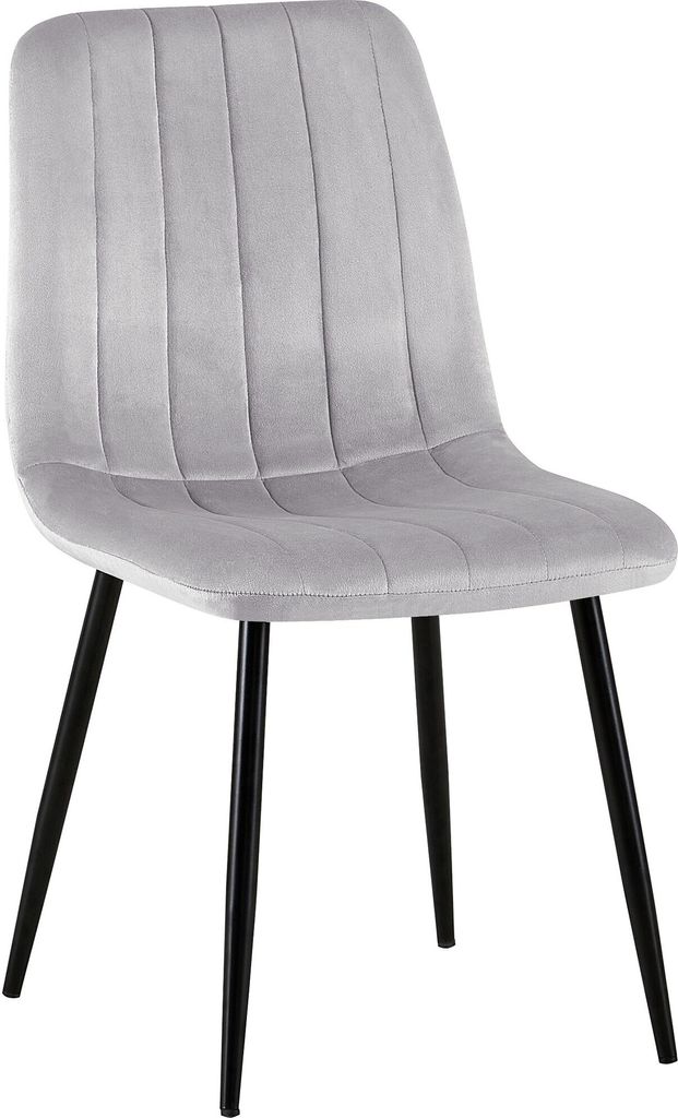 DELUKE® Stuhl LENZ Samt - 88x45x53cm, grau, Metall Gestell Produktbild 1