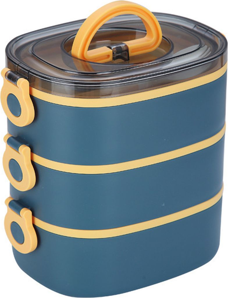 2800 ml Lunchbox, dreilagig, große Kapazität, tragbarer Griff, Lebensmittelqualität, für Schüler, Bento-Lebensmittelbehälter, Küchenbedarf
