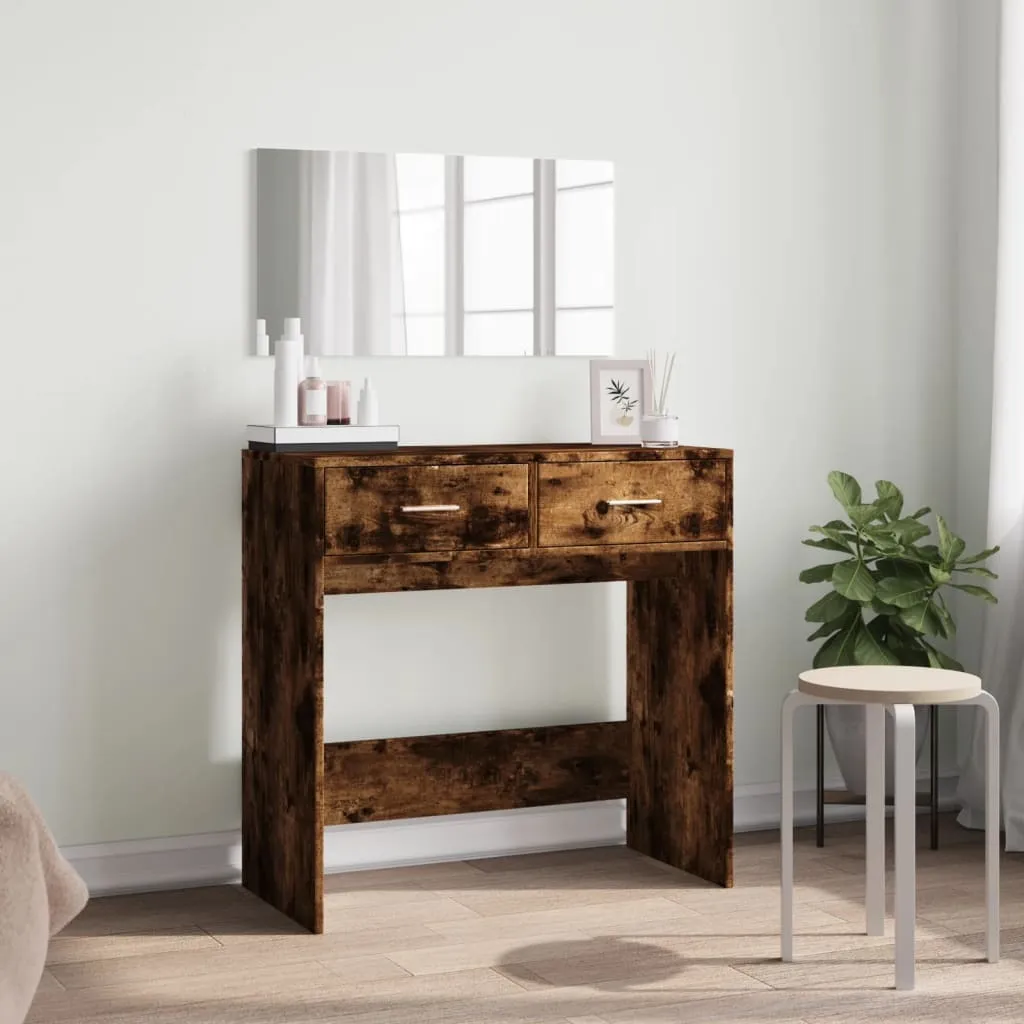 Tavolo da Trucco BEI CLORIS 80cm Rovere Fumé con Specchiera - 3