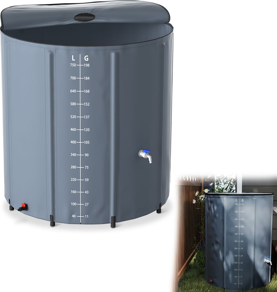 UISEBRT 750 litres Tonneau de pluie pliable, Réservoir Image du produit 