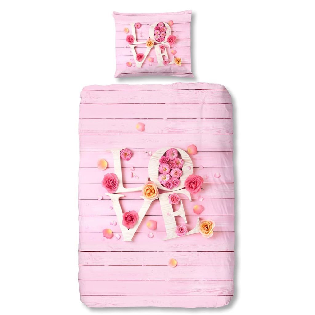 Good Morning Bettwäsche-Set 5354-P LOVE 135 x 200 cm Rosa