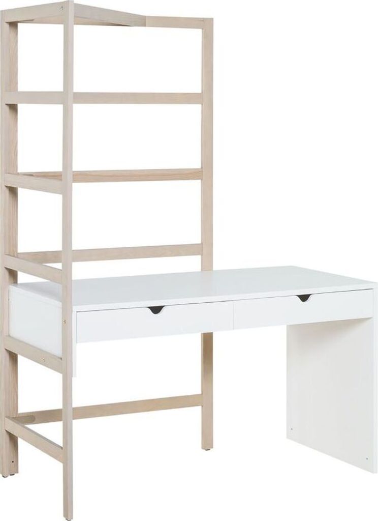 Jugendzimmer - Schreibtisch Skalle 05, Farbe: Weiß / Kiefer - Abmessungen: 190 x 137 x 69 cm (H x B x T)