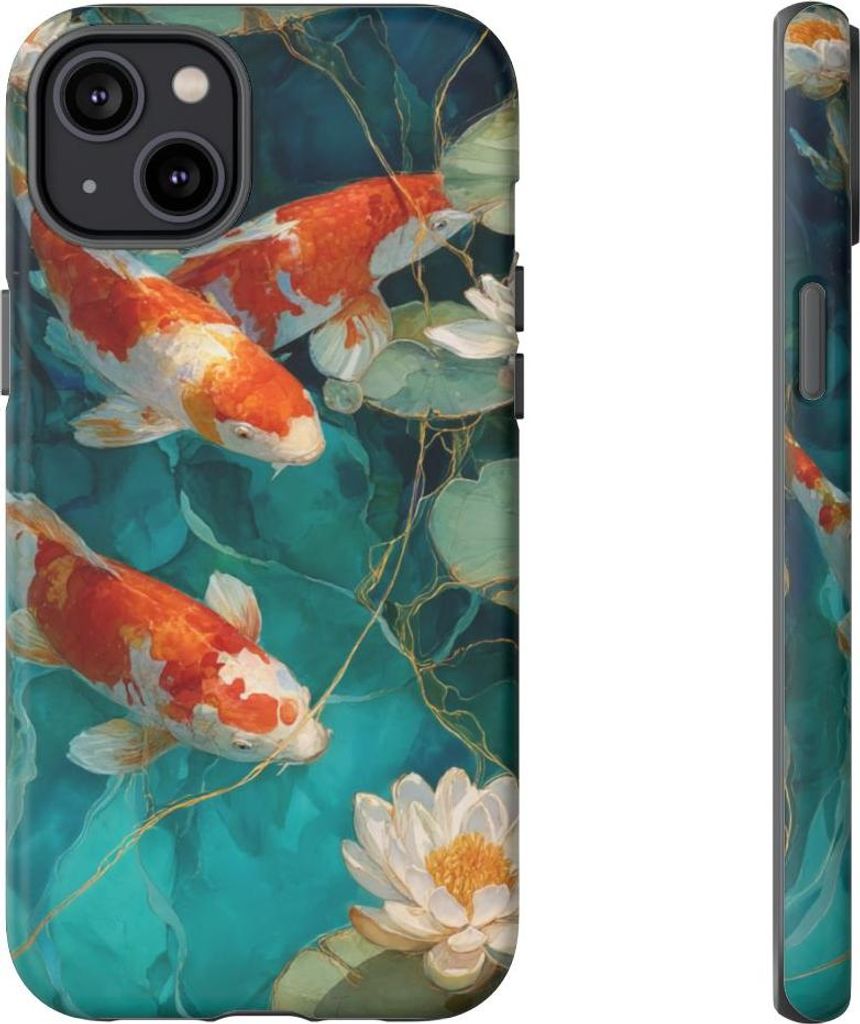 Koi-Karpfen und Seerosen – Handyhülle Kompatibel mit iPhone 14 Plus