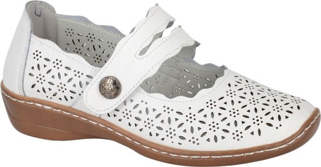 Boulevard - Damen Sandalen, Perforiert, Leder DF2510 (37 EU) (Weiß)