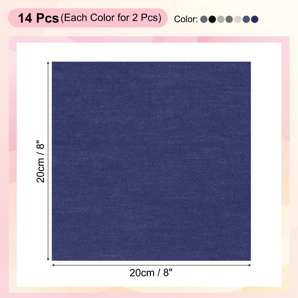 Baumwollstoff-Bš¹ndel, 14 Stš¹ck 20 x 20 cm Fat Quarter Einfarbige Stoffquadrate zum N?hen von Patchwork-Quilts DIY-Handwerk, Blau Grau