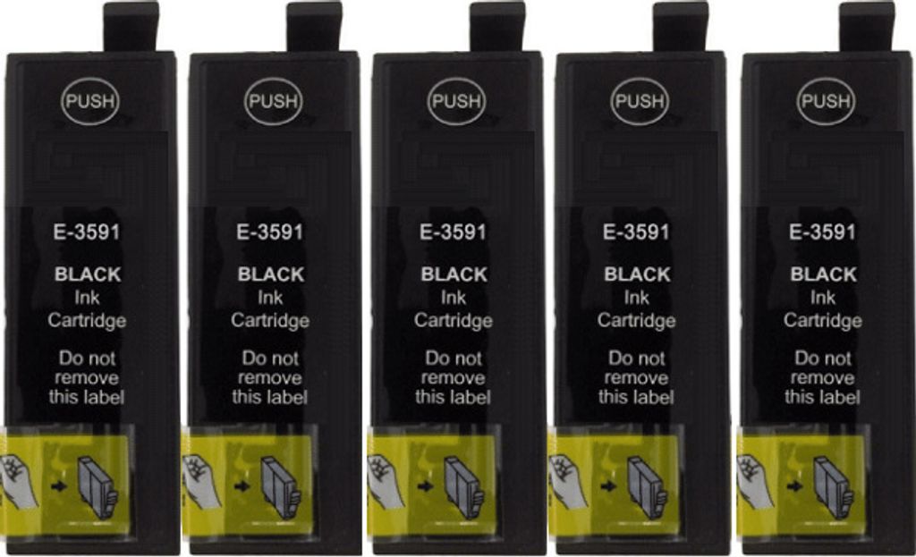 5 kompatible Druckerpatronen T3591, T35 XL Black für Epson WorkForce Pro WF-4720 DWF, WF-4725 DWF, WF-4730 DTWF, WF-4735 DTWF, WF-4740 DTWF