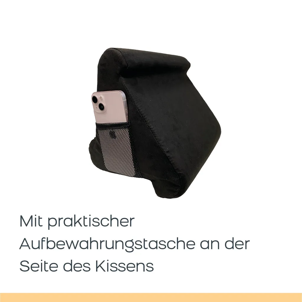 Support Tablette Moelleux Multi-Angle Noir - Oreiller Ergonomique Doux - 11