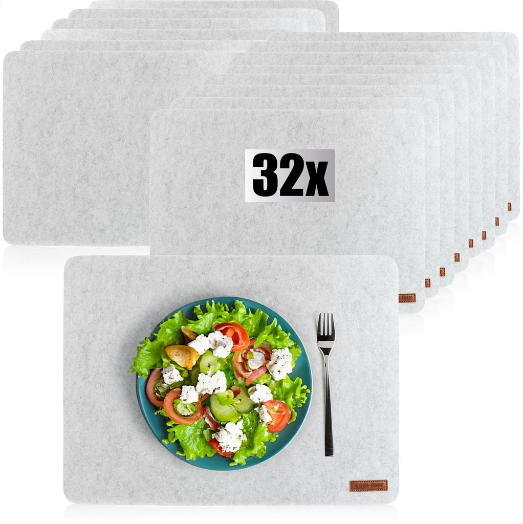 com-four 32x Platzset abwischbar aus Filz - 44 x 32 cm Platzmatte - hitzebeständiges Tischset für 32 Personen - extra dicke, rutschfeste Platzd...
