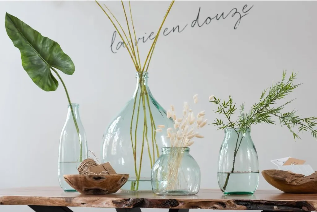 Vase en Verre Transparent Forme Haute pour Grands Bouquets de Fleurs - 4
