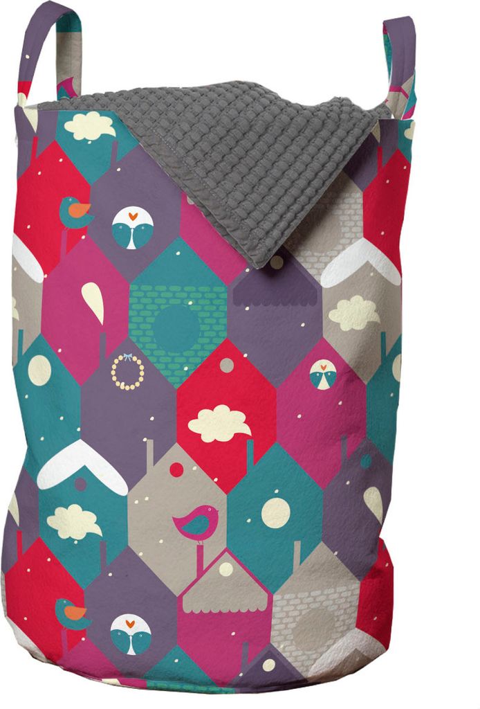 ABAKUHAUS Winter Wäschesack, Pastell in Hexagons, Wäschekorb mit Griffen Kordelzugverschluss für Waschsalons, 33 cm breit x 49 cm hoch, Mehrfarbig