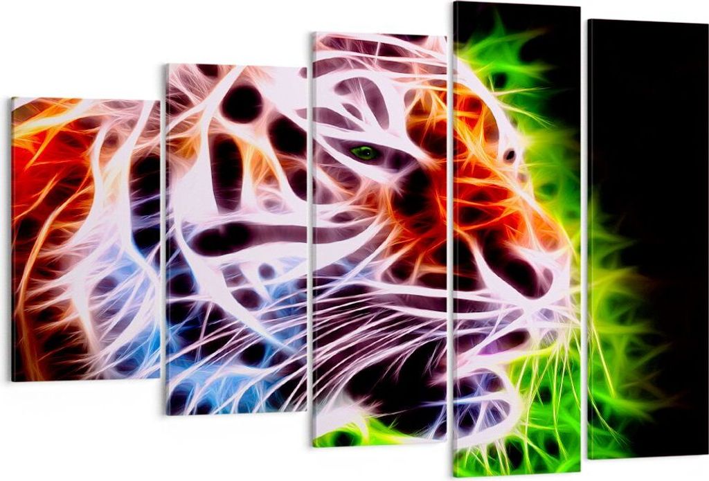 Bild auf Leinwand - Leinwandbild - Afrika aggression tiere tiger - 150x100cm - Wand Bild - Wanddeko - Leinwanddruck - Bilder - Kunstdruck - Leinwan...