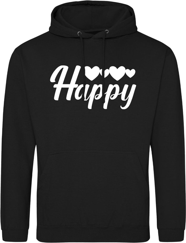 Huuraa Uni Hoodie Happy Herzen S Deep Black Vegan Sweatshirt Geschenkidee