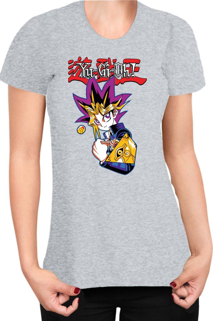 Damen T-Shirt Japan Manga Anime Comics Yu Gi 015, Lady XS / Grau