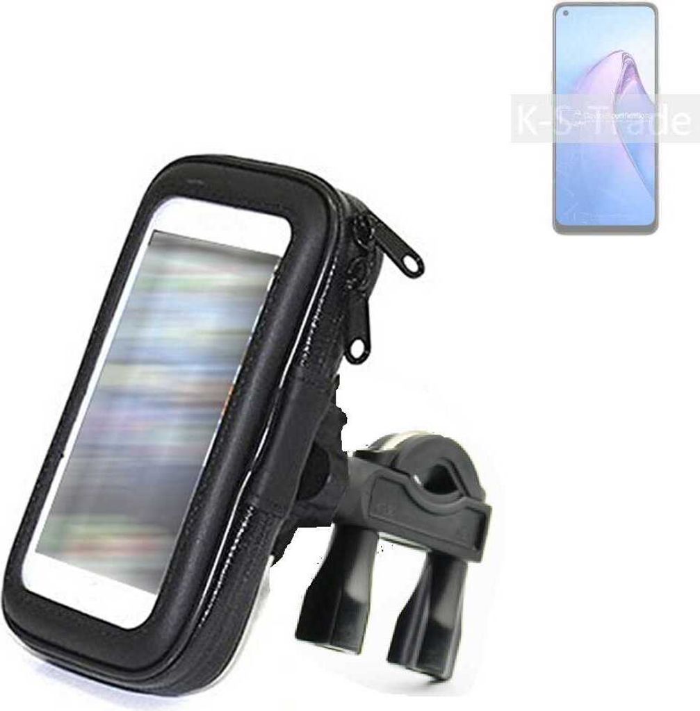 K-S-Trade Fahrrad-Halterung kompatibel mit Oppo Reno8 Global Handy-Halterung Halter Lenkstange Fahrradhalterung Motorrad Bike Mount Wasserabweisend