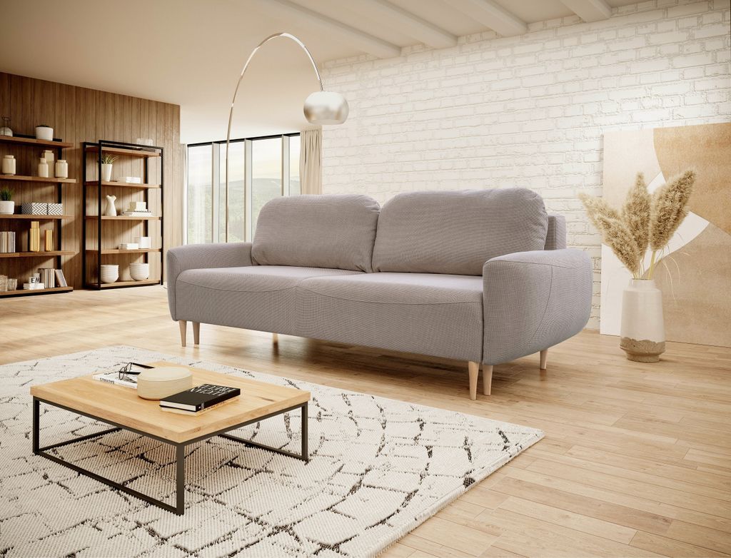 Design Möbel BOHO Sofa mit Schlaffunktion und Bettkasten - Couch - Polstercouch - Gästebett - 244 x 102 cm - Schlaffläche 140 x 200 cm