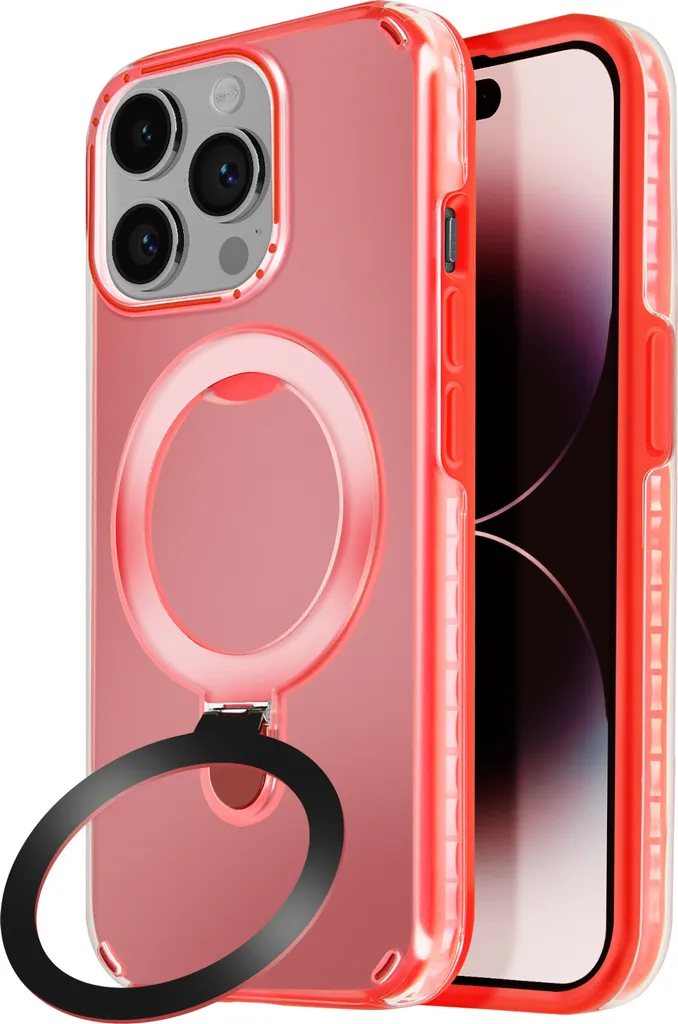 Avizar, custodia MagSafe per Apple iPhone 14 Pro antiurto con supporto pieghevole, rosso