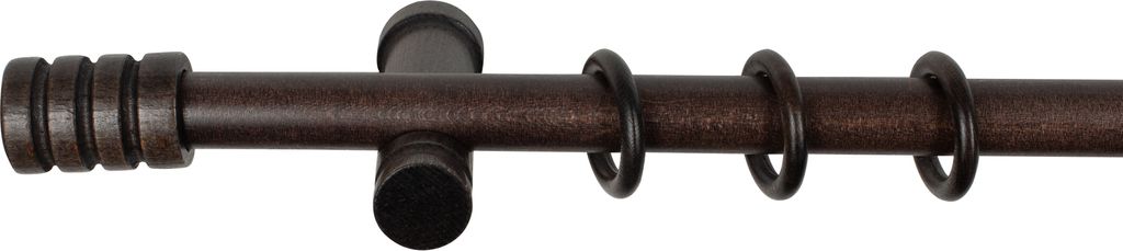SN Deco - Stilgarnitur Gardinenstange Vorhangstange Pisa, Holz, moderner Träger, 28 mm, 1-Lauf, Komplettset mit Ringen, Farbe Wenge, 360 cm (2x180...