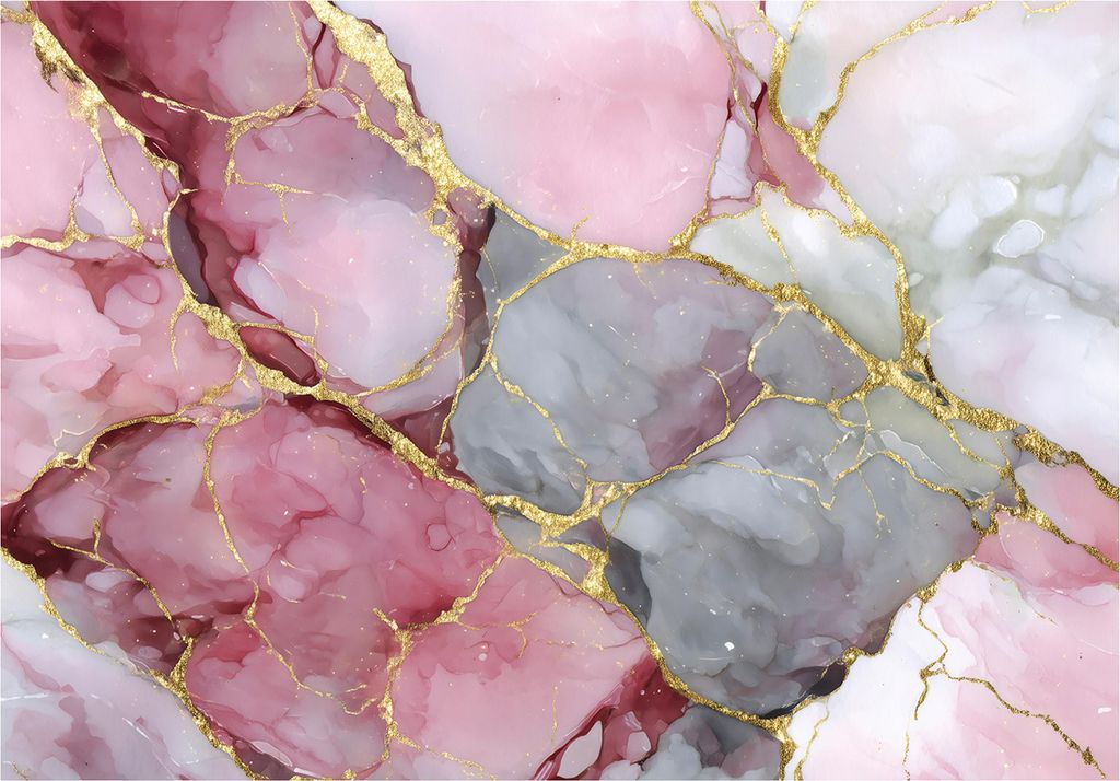 Fototapete Marmor Abstrakt Glamour - 400x280 cm - Vliestapete Wohnzimmer Schlafzimmer - Vlies Fototapete Rosa - 16272VX8
