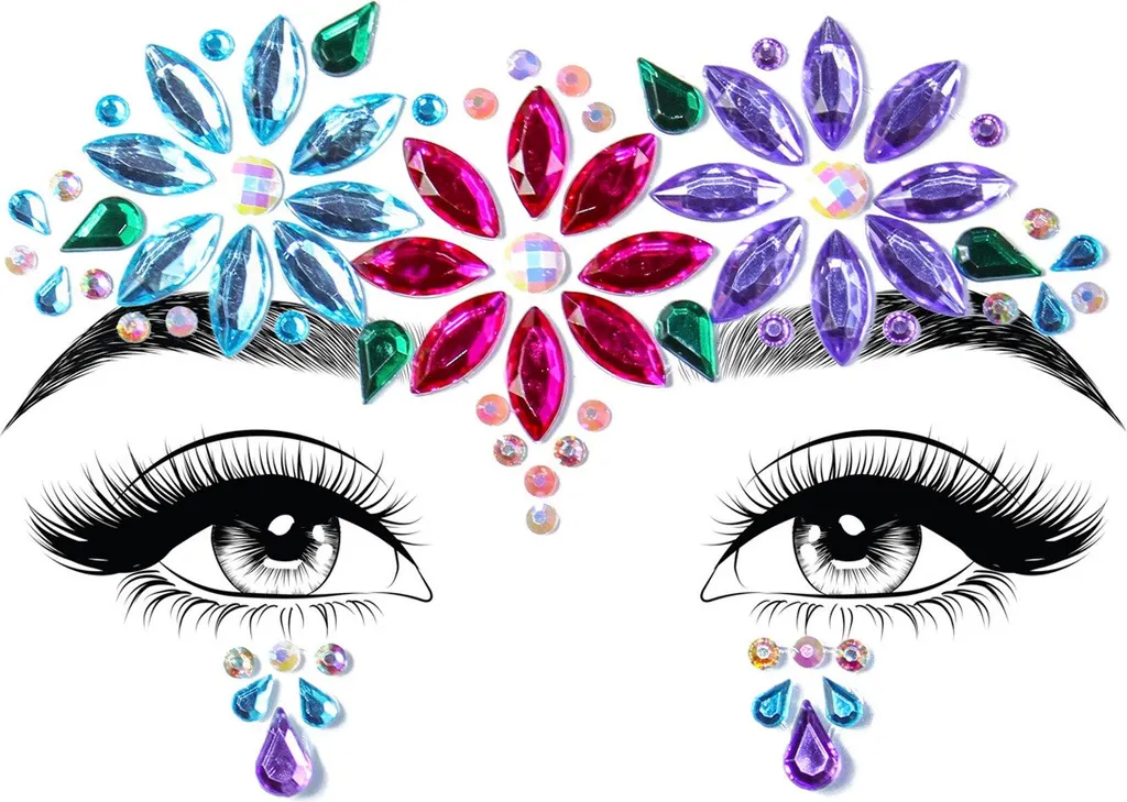 Gemme Adesive Viso Viola-Rosa | Trucco Occhi e Corpo Autoadesivo