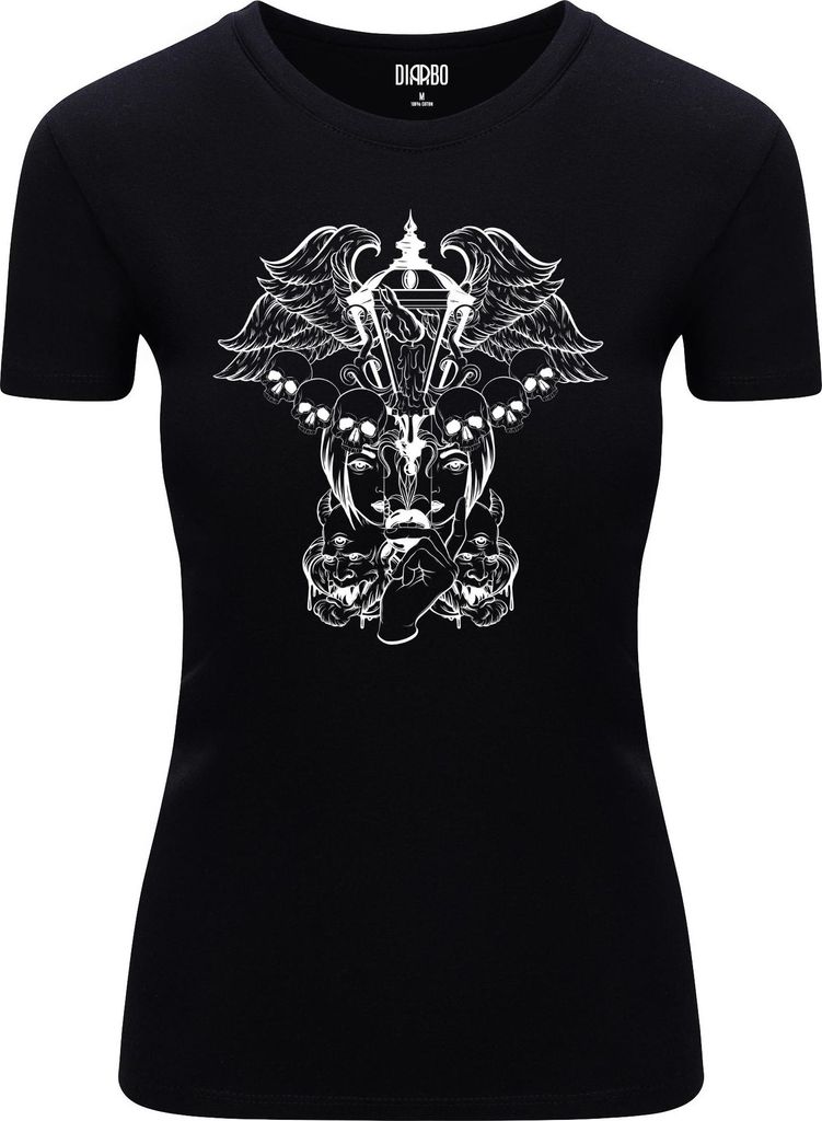 Diarbo Damen T-Shirt mit Abstraktem Druck Surreale Laterne Schwarz Gr.XXL