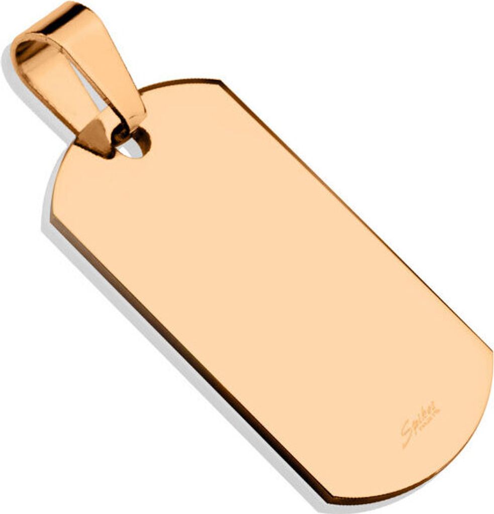 Anhänger kleines Dog Tag Rosegold aus Edelstahl Uni