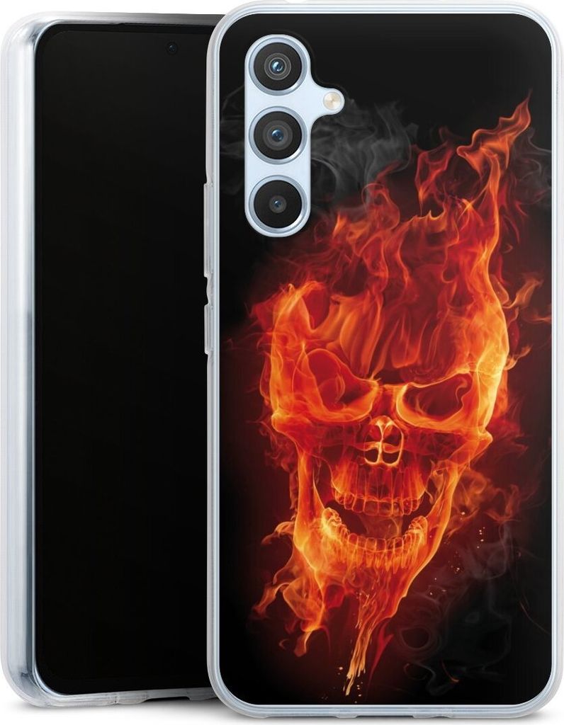 DeinDesign Handyhülle für Samsung Galaxy A54 5G Silikon Hülle Case Smartphone Schutzhülle Feuer Schädel Totenkopf