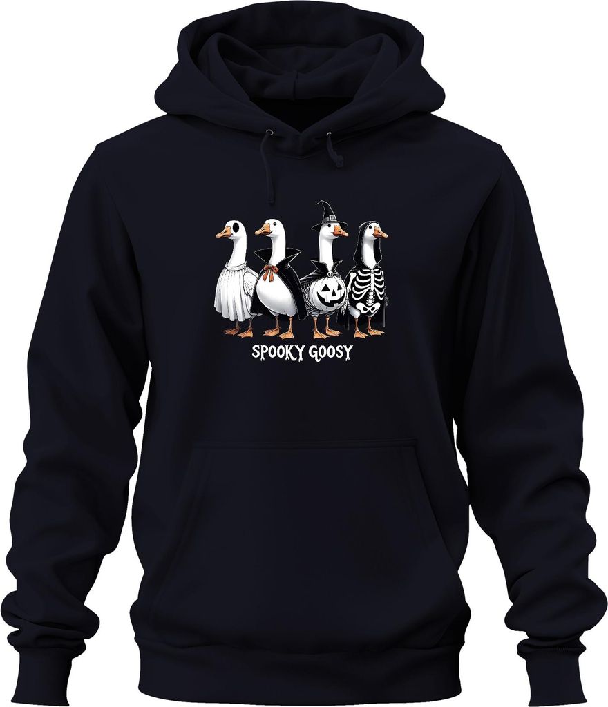 Spooky Goosy Halloween Gänse lustig gruselig Kürbis Gans Hexe Uni Hoodie Kapuzenpullover, Navy, M