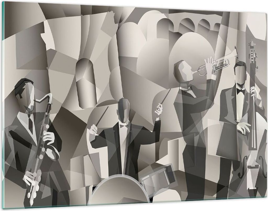 Bilder auf glas - Jazz Musik Musiker - 120x80cm - Glasbilder - Wandbilder - Kunstdruck - zum Aufhängen bereit - Wanddekoration aus Glas - Glas Bil...