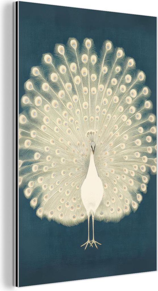 MuchoWow Wanddekoration Metall Metallbild Wandkunst 60x90 cm Vogel - Blau - Vintage MuchoWow Aluminium Gemälde - Wandbilder - Aluminium