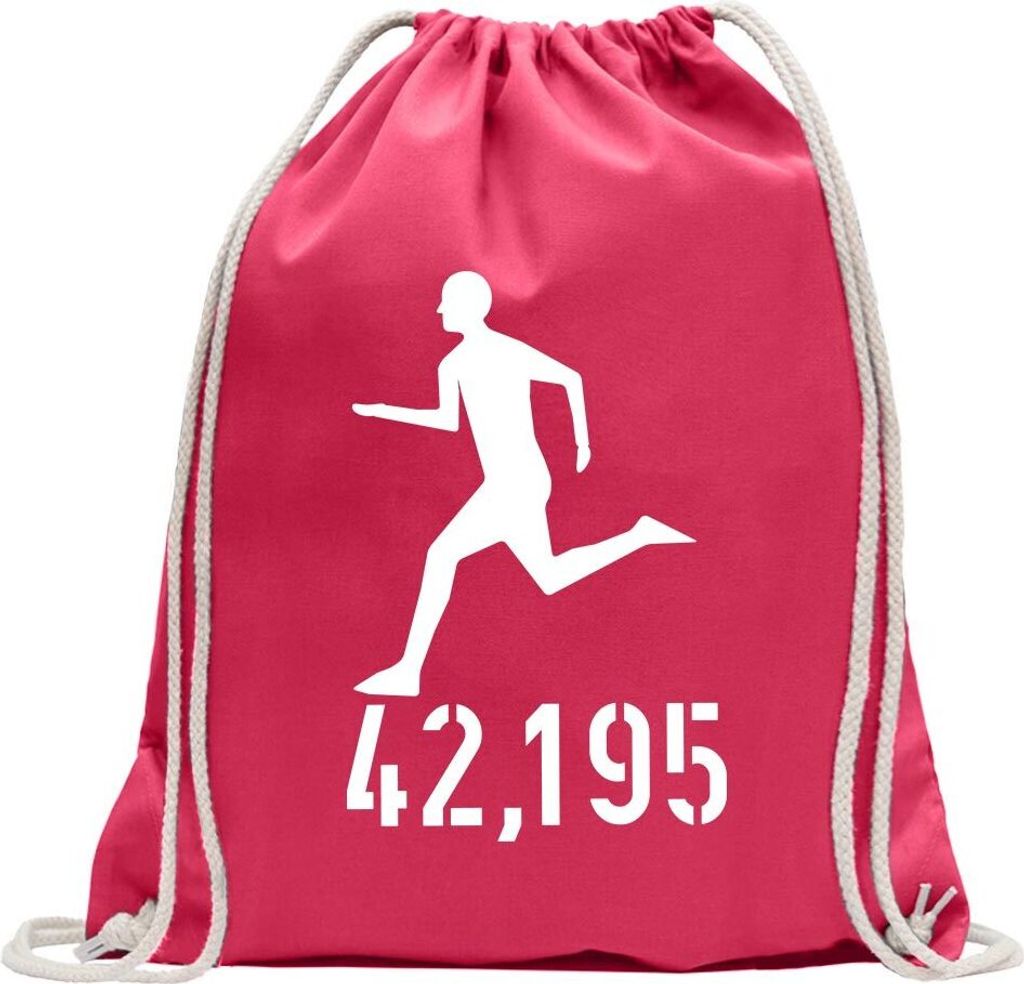 Kiwistar - Turnbeutel - pink - 42,195 Laufen - Fun Rucksack Sport Beutel Gymsack Baumwolle mit Ziehgurt