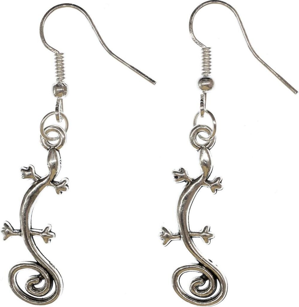 Salamander Ohrringe Hänger Ohrschmuck Gecko Gekko silber Echse Eidechse Silbern