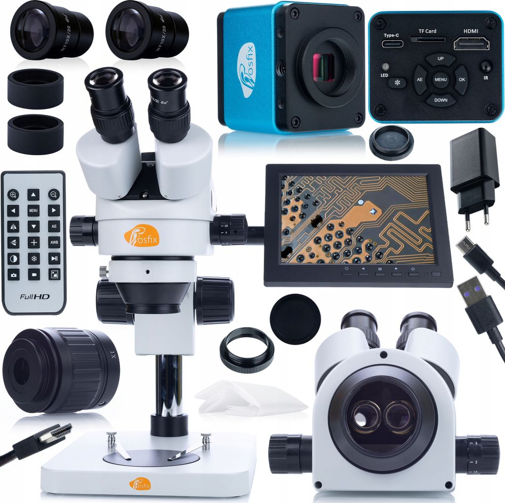 Rosfix Mercury Pro MSMP-T-PS1 Mikroskop-Set + Aquarius PRO KMAP-HDMI-USBC 8 Kamera Plantes PRO Serie + 196mm Displayhalter + 8" Display